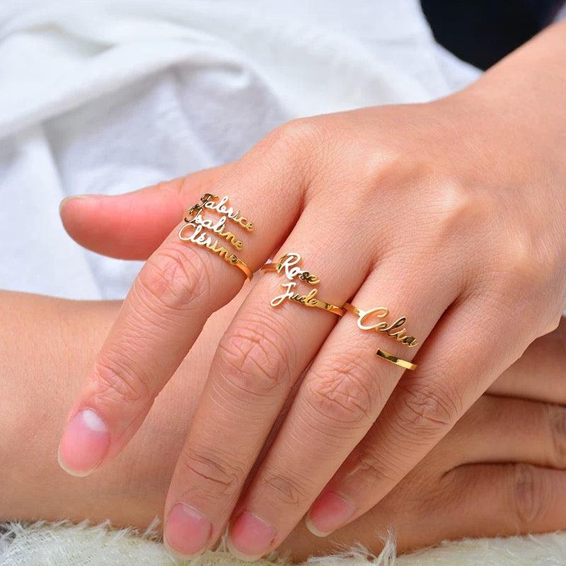 Personalized Name Rings - Laser Engraved Titanium Stackable Jewelry