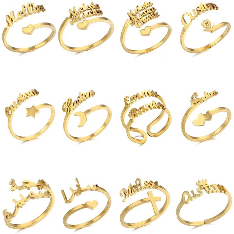 Personalized Name Rings - Laser Engraved Titanium Stackable Jewelry