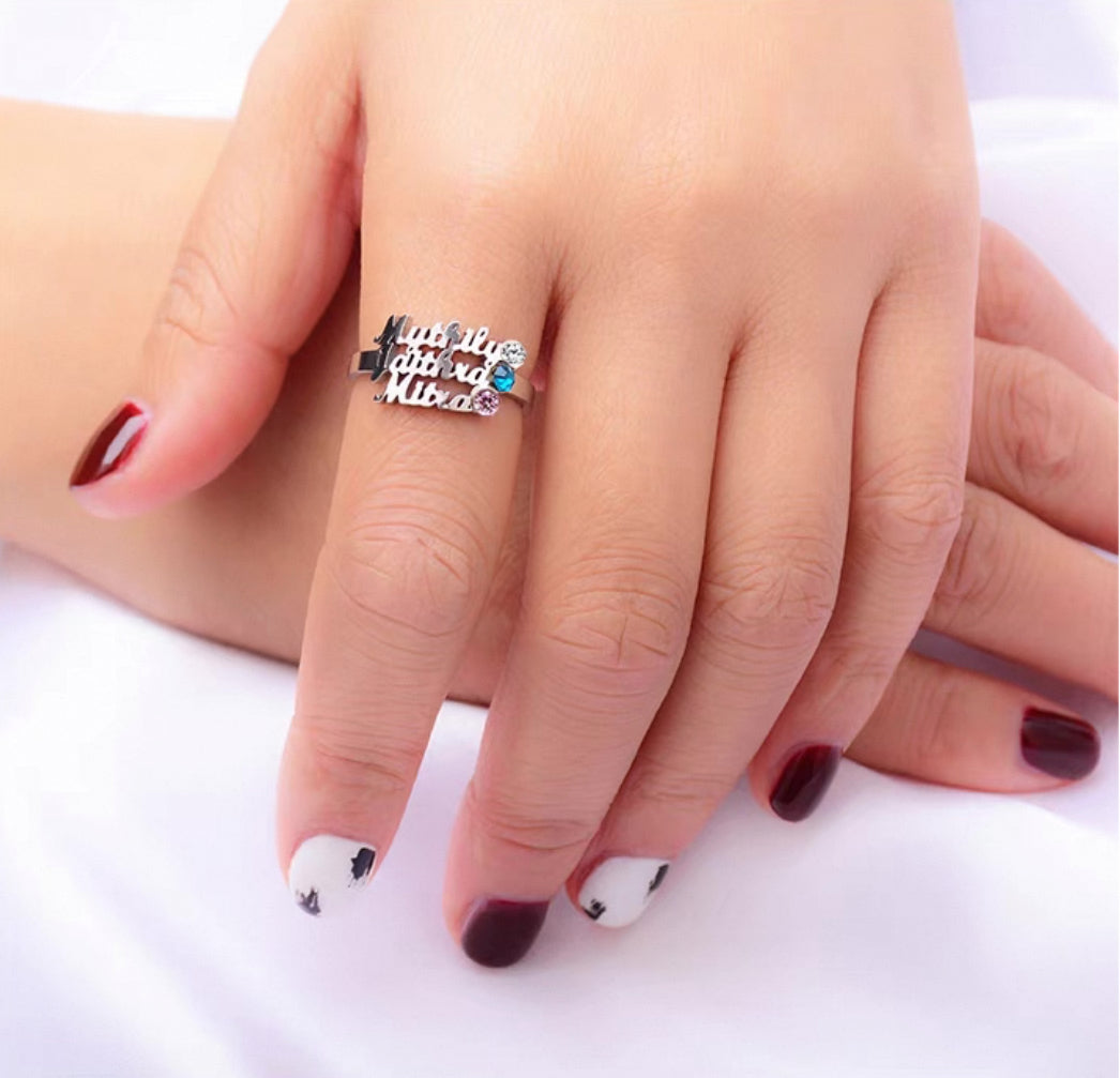 Personalized Name Rings - Laser Engraved Titanium Stackable Jewelry