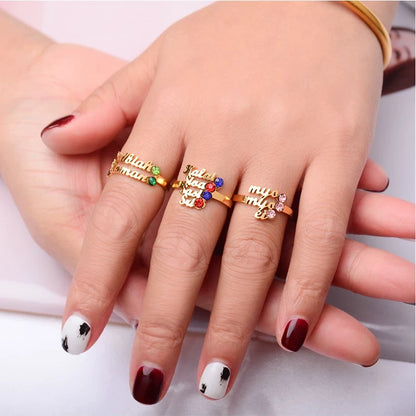 Personalized Name Rings - Laser Engraved Titanium Stackable Jewelry