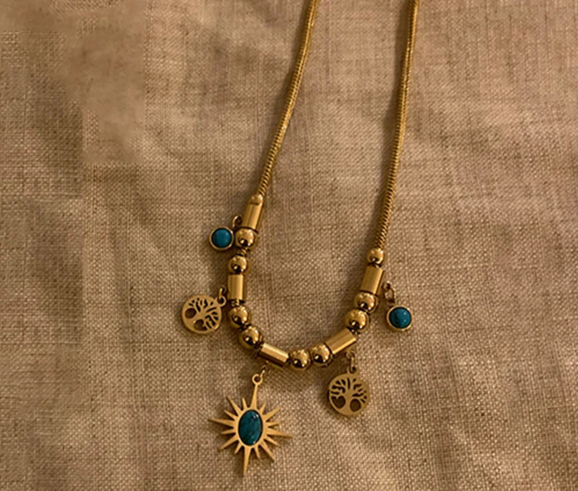 Vintage Sunflower Egyptian-Style Necklace